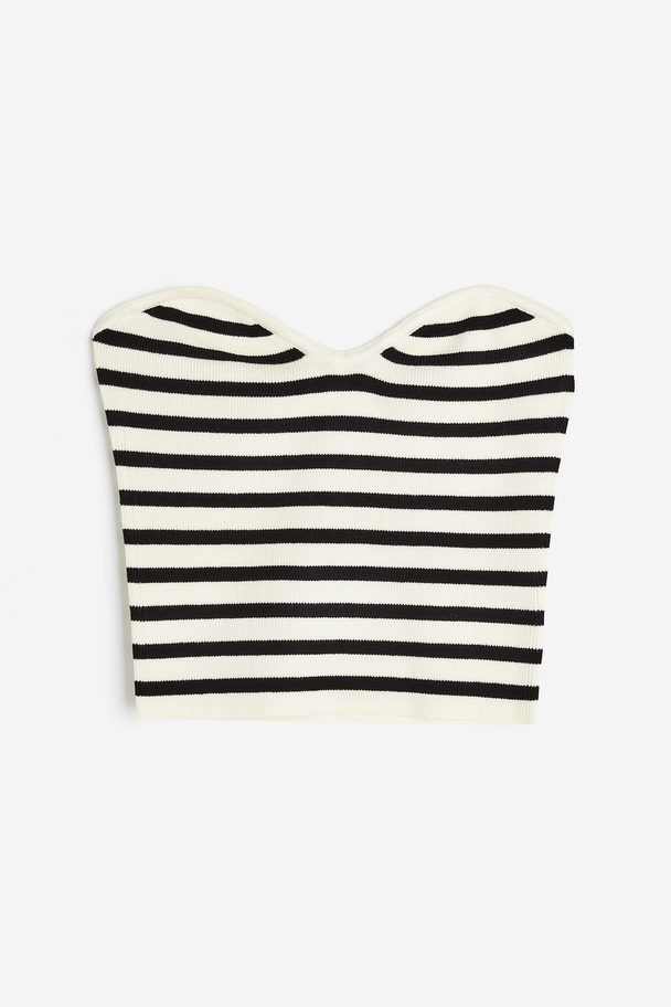 H&M Rib-knit Tube Top White/striped