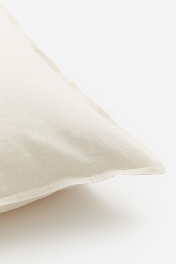 H&M HOME Washed Linen-blend Pillowcase Natural White