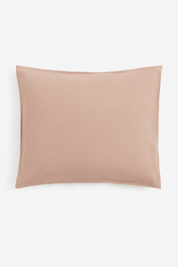 H&M HOME Washed Linen-blend Pillowcase Beige