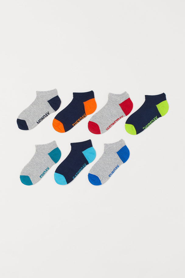 H&M 7-pack Trainer Socks Light Grey/days Of The Week