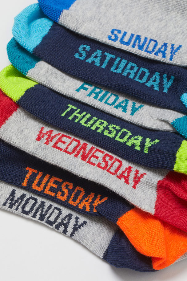 H&M 7-pack Trainer Socks Light Grey/days Of The Week