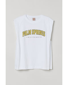 H&m+ Ermeløs T-shirt Hvit/palm Springs