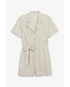 Tailored Playsuit Black And White Polka Dots