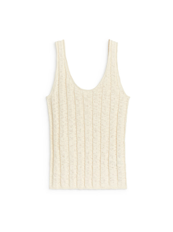 ARKET Bouclé-Tanktop Weiß meliert