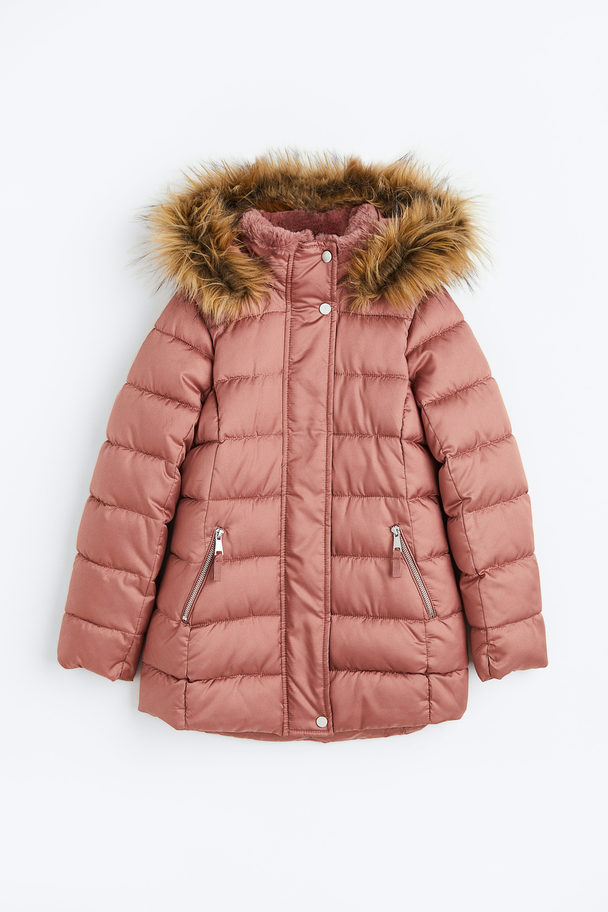 H&M Hooded Puffer Jacket Old Rose