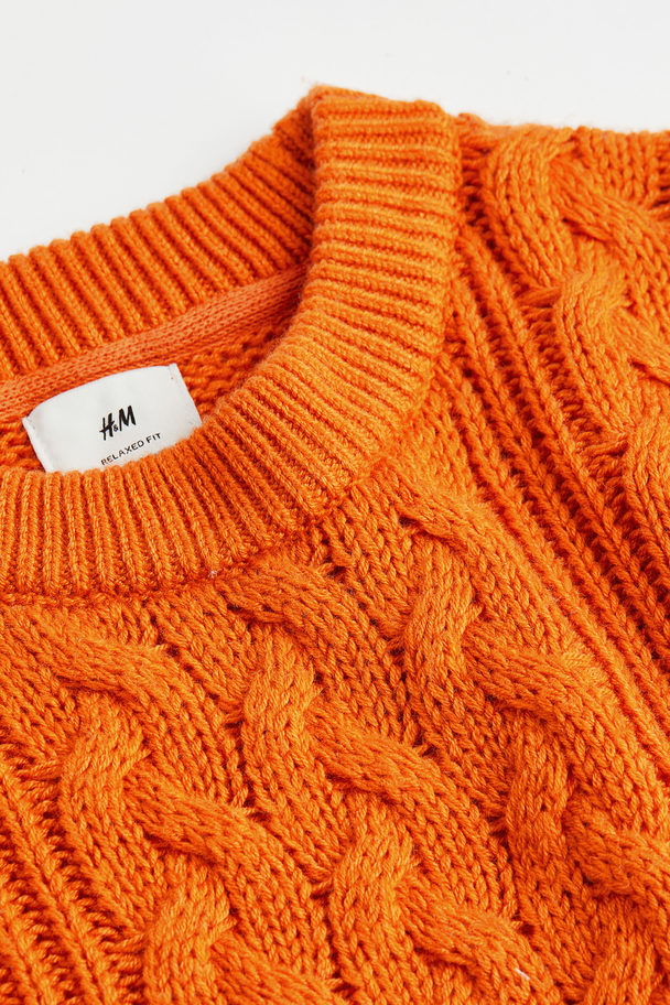 H&M Relaxed Fit Cable-knit Jumper Orange