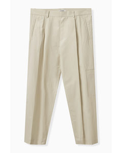 Tapered Cargo Trousers Cream