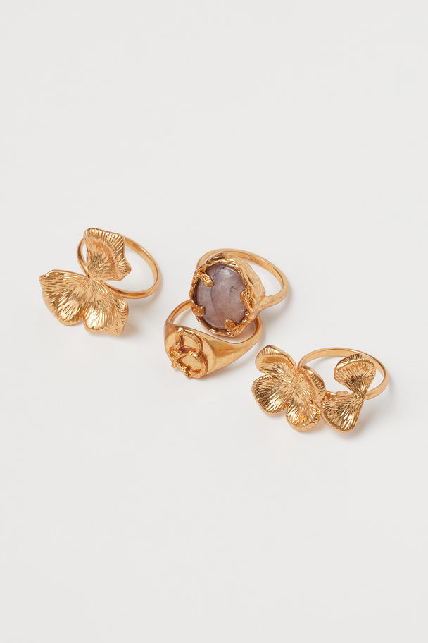 H&M 4-pack Rings Gold-coloured