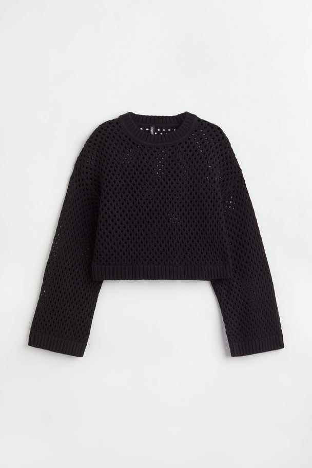 H&M Hole-knit Jumper Black