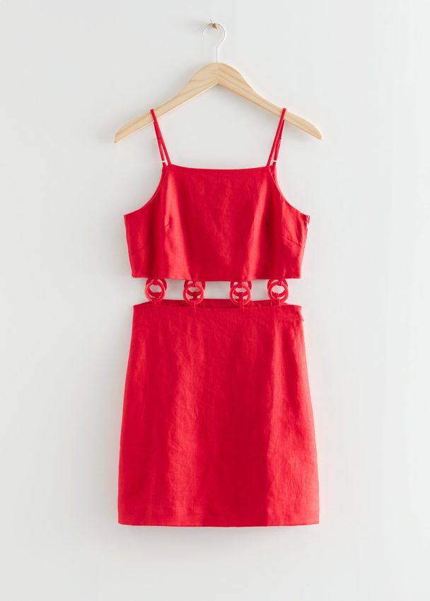 & Other Stories Fitted O-ring Mini Dress Red
