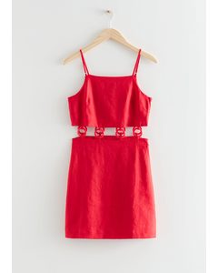 Nauwsluitende Mini-jurk Met O-ringen Rood