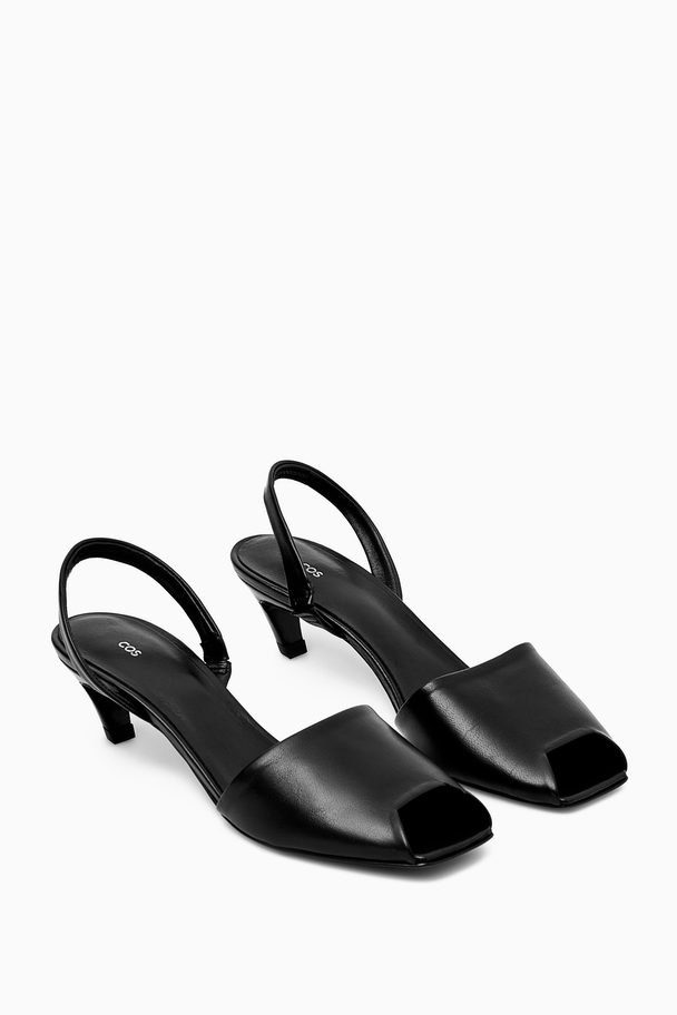 COS Slingback Leather Sandals Black
