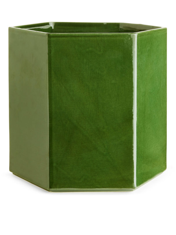 ARKET Sechseckiger Übertopf, 22 cm Grün