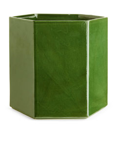 Sechseckiger Übertopf, 22 cm Grün