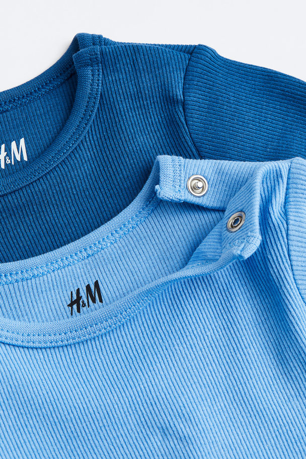 H&M Set Van 2 Verstelbare Rompers Met Lange Mouwen Blauw/donkerblauw