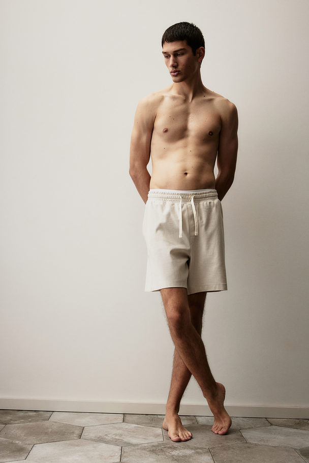 H&M Regular Fit Piqué Shorts Light Beige