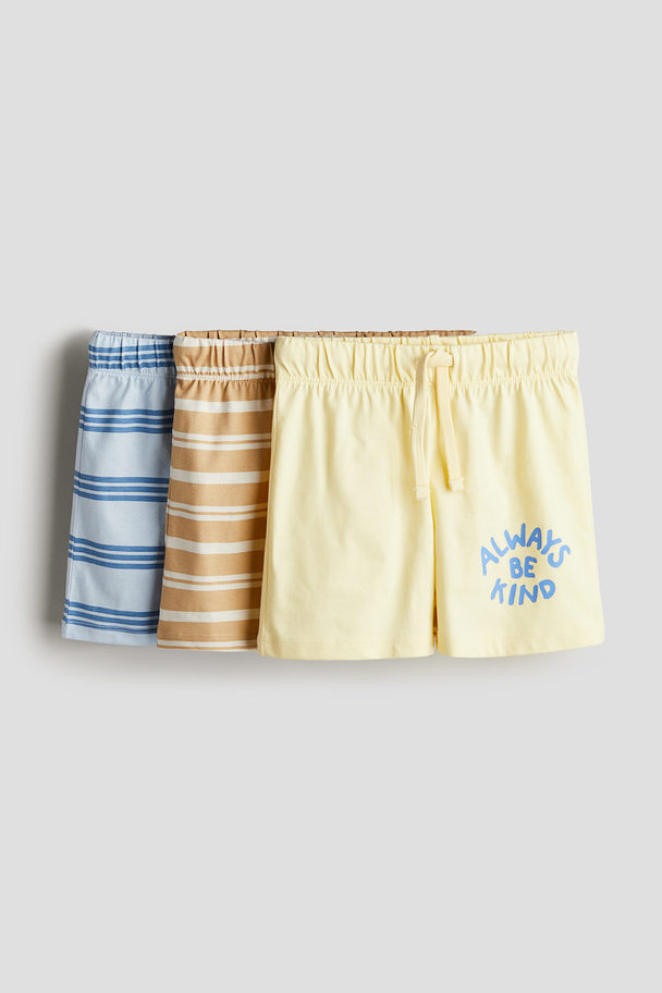 H&M 3-pack Pull-on Shorts Light Yellow/always Be Kind