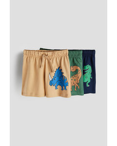 3-pak Pull On-shorts Mørkeblå/dinosaurer