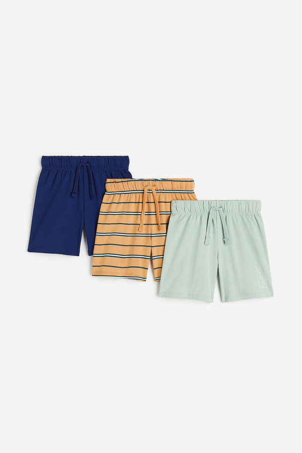 H&M Set Van 3 Pull-on Shorts Lichtgroen/oranje Gestreept