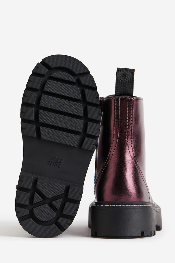 H&M Lace-up Boots Purple