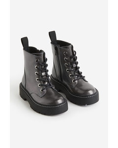 Lace-up Boots Silver-coloured