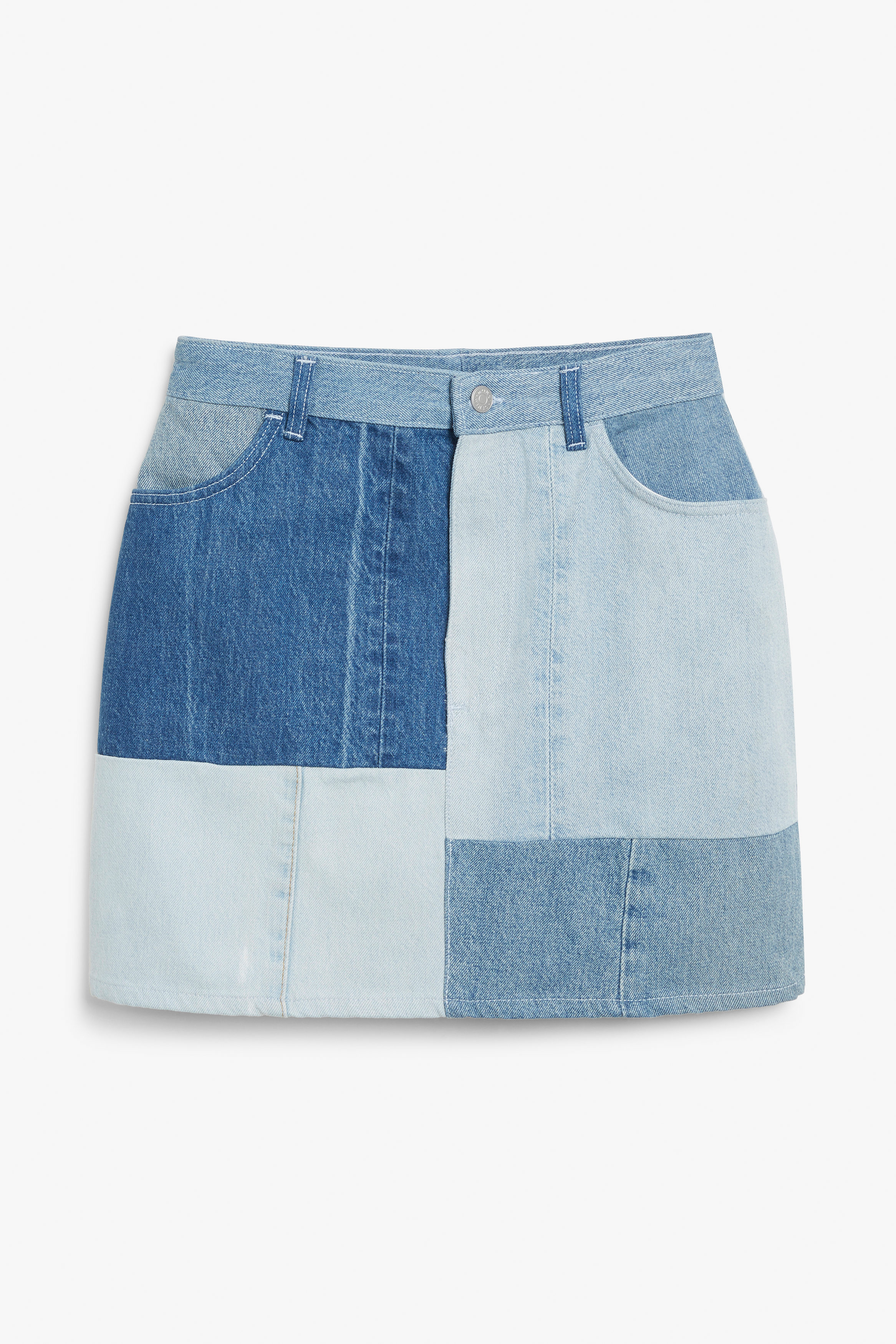 Billede af Monki Patchwork-nederdel I Blå Denim Mellemblå Støvet, Nederdele. Farve: Blue medium dusty størrelse 42