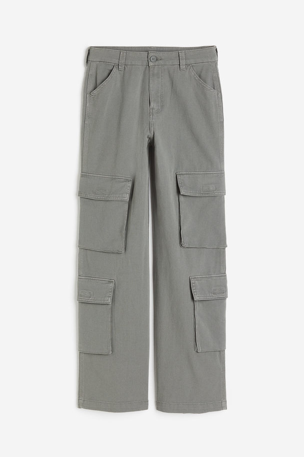 H&M Twill Cargo Trousers Khaki Green