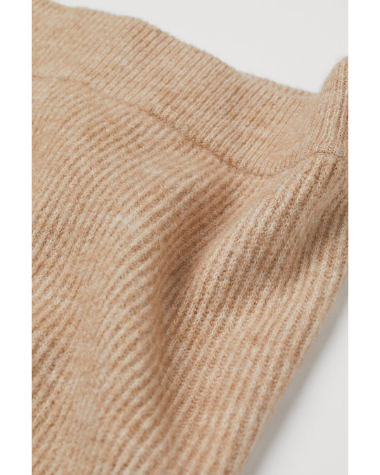 H&M Rib-knit Shorts Beige Marl