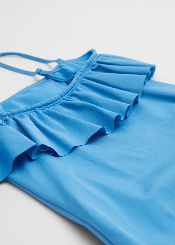& Other Stories Frill Bandeau Swimsuit Blue