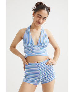 Crochet-look Shorts Light Blue/striped