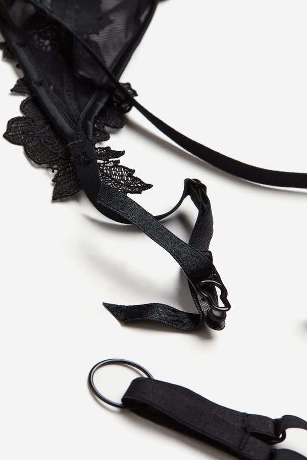 H&M Mesh Suspender Belt Black