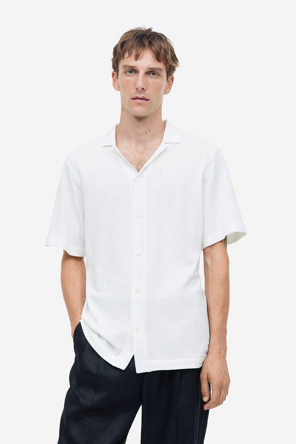 H&M Regular Fit Piqué Shirt White