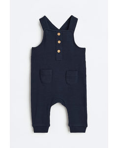 Ribbed Cotton Dungarees Navy Blue