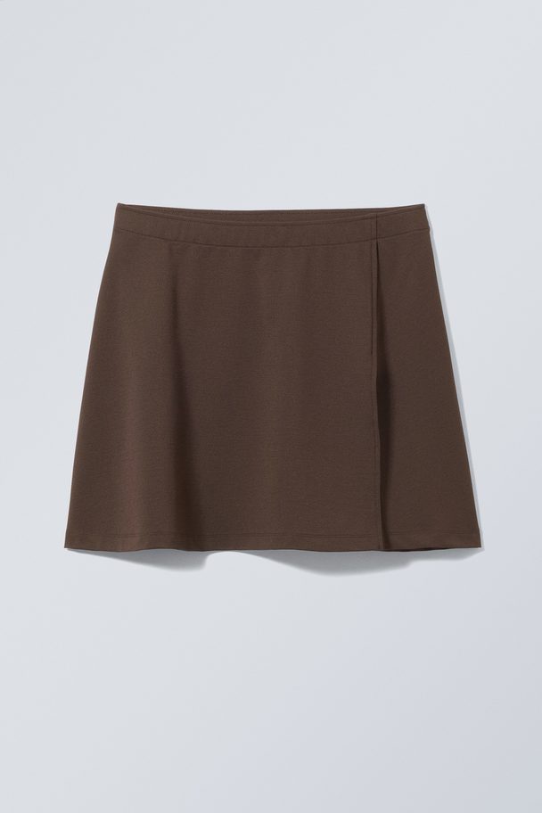 Weekday Anna Slit Mini Skirt Dark Brown