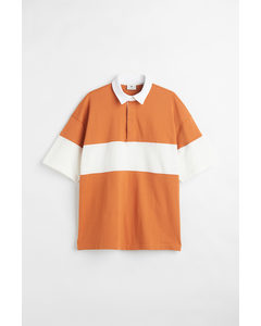 Oversized Fit Short-sleeved Rugby Shirt Orange/block-coloured