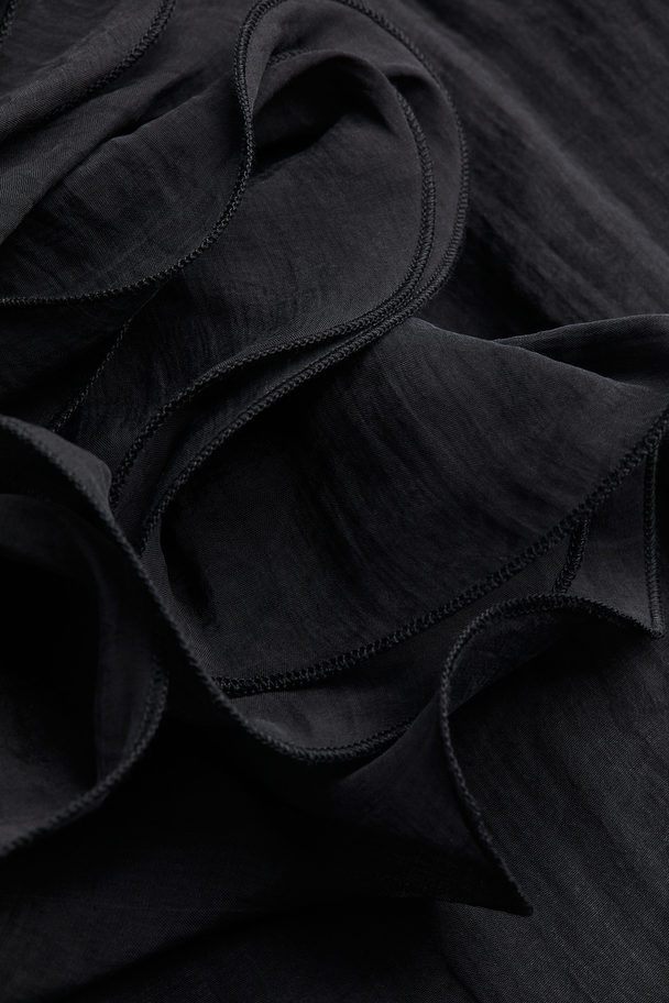 H&M Flounce-trimmed Top Black