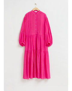 Relaxed Lace Trimmed Tunic Dress Bright Pink
