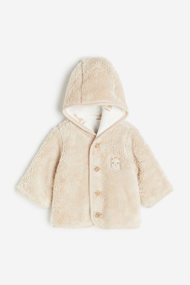 H&M Kapuzencardigan aus Teddyfleece Beige/Sophie la girafe