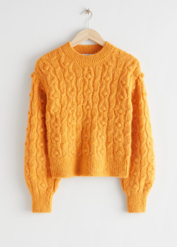 & Other Stories Cable Knit Sweater Yellow