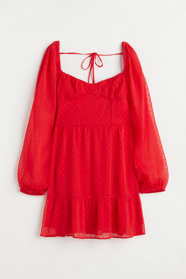 H&M Kleid aus Plumetis Rot