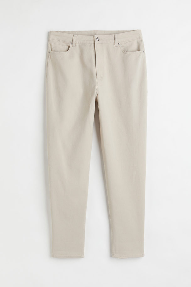 H&M H&m+ Mom Loose Fit Twill Trousers Light Beige