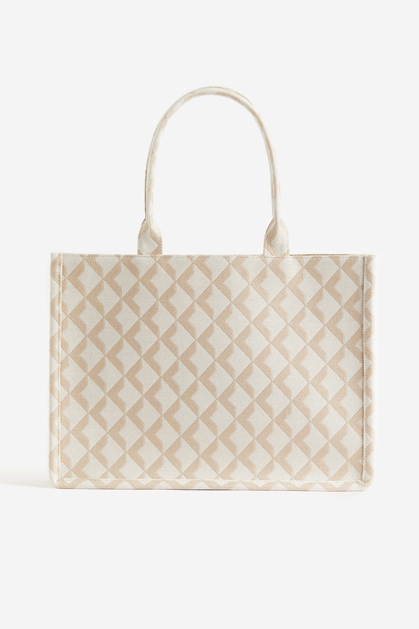 H&M Jacquard-weave Shopper Light Beige/patterned