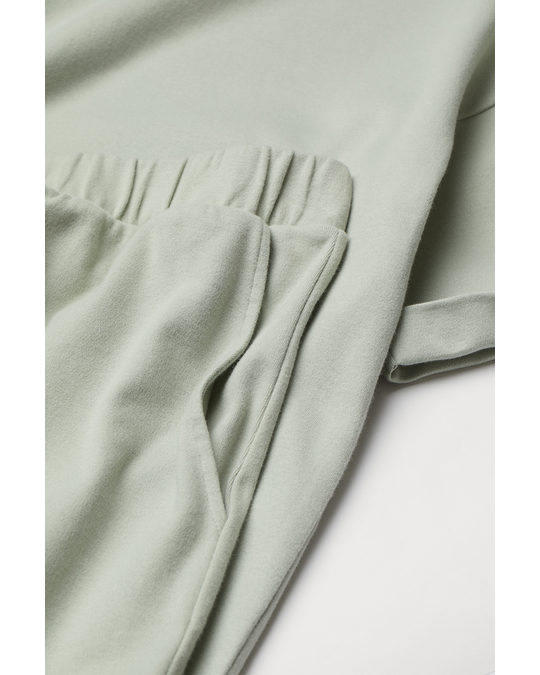 H&M Cotton Jersey Pyjamas Light Green