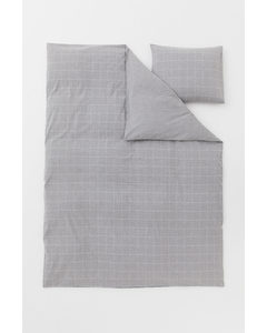 Flannel Single Duvet Cover Set Grey/patterned