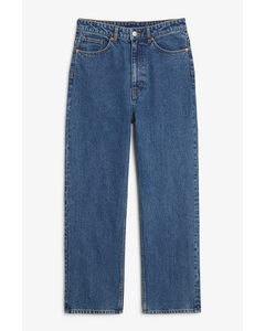 Zami Blauwe Rechte Jeans Met Extra Hoge Taille Middenblauw