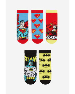 5-pack Patterned Socks Red/justice League