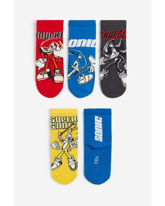 5-pack Patterned Socks Bright Blue/sonic The Hedgehog