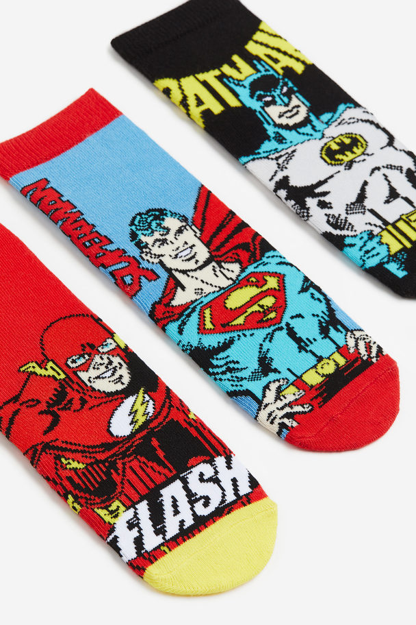 H&M 5-pack Patterned Socks Red/justice League