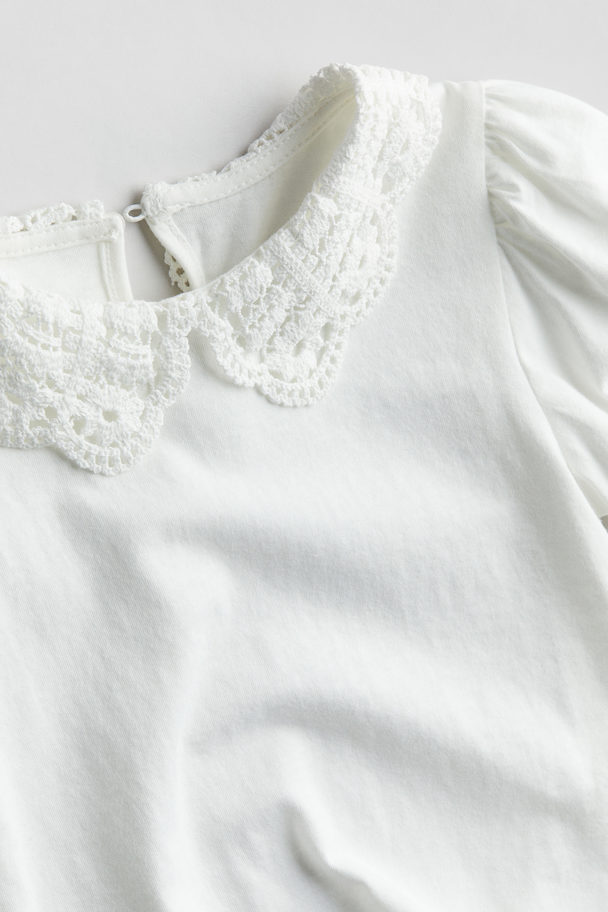 H&M Collared Jersey Top White