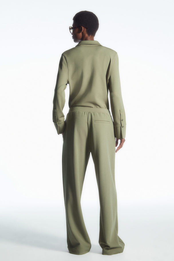 COS Straight-leg Pintucked Joggers Green